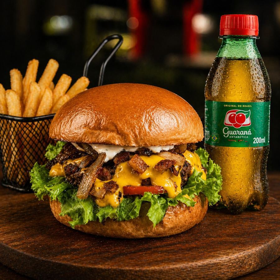Combo Hamburguer Artesanal Cheddar Bacon