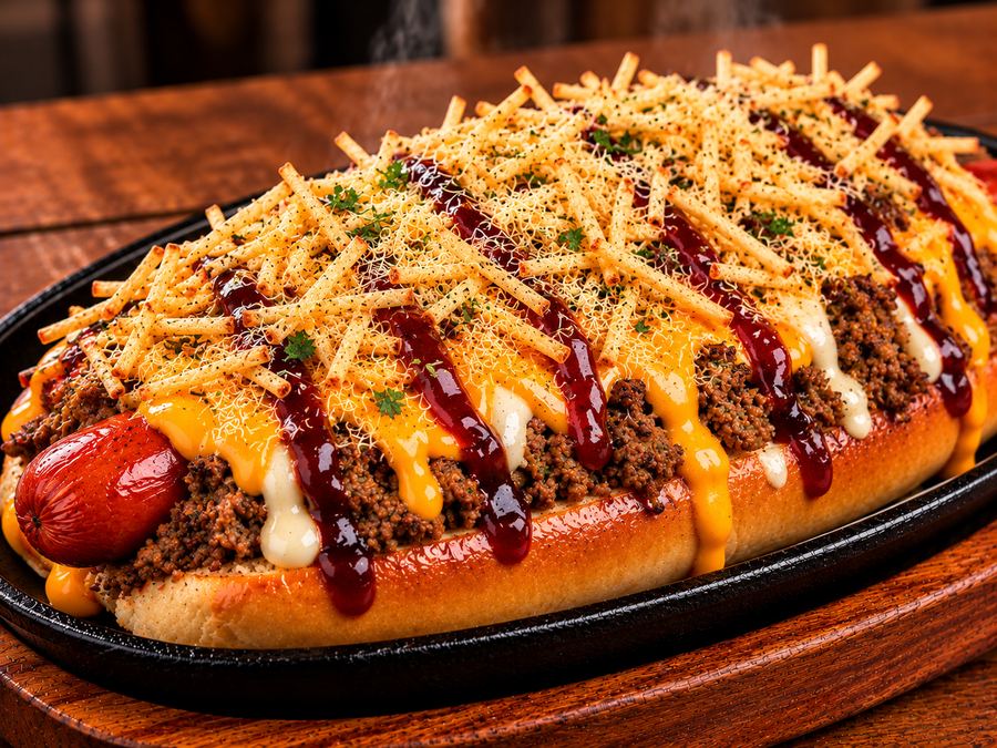 Hot dog na chapa com carne moída